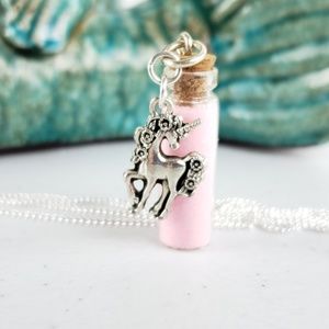 Pale Pink Unicorn Pixie Bottle Necklace